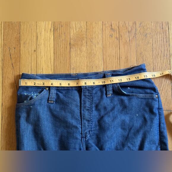 60s Vintage Wrangler Kick Flare Blue Jeans Snap Fly - Picture 8 of 14